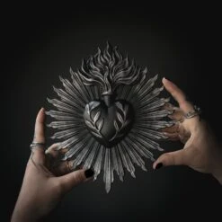 Ardour Sacred Heart Plaque - Black & Silver