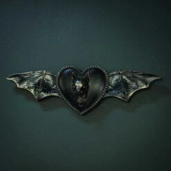 Heart Bat Wall Plaque - Bronze Effect