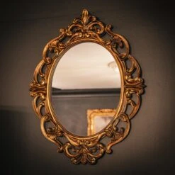 Adeline Baroque Large Oval Mirror -The Blackened Teeth Sales adeline baroque mirror golde blackened teeth gothic homeware 2