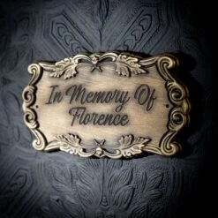 Custom Engraved Casket Plaque - Gold -The Blackened Teeth Sales custom casket plaque the blackened teeth gothic home fecor 1