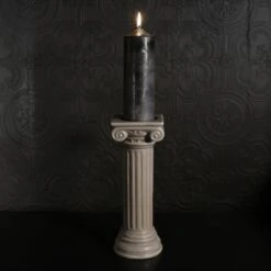 Column Candle Holder - Stone Grey -The Blackened Teeth Sales gothic pillar candle holders the blackened abode g 7