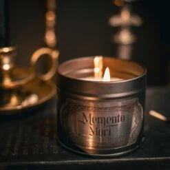 Memento Mori Tin Candle -The Blackened Teeth Sales memento mori tin candle scene