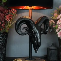 Ram Skull Lamp -The Blackened Teeth Sales ramlamp theblackenedteeth gothichomeware