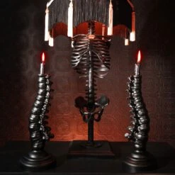 Spine Candlestick Holder -The Blackened Teeth Sales skeleton lamp cruella spine candlestick holders 2