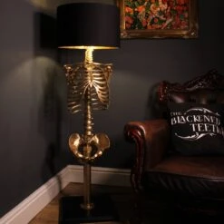 The Gold Skeleton Floor Lamp By The Blackened Teeth -The Blackened Teeth Sales skeleton lamp gold the blackened teeth gothic home 2